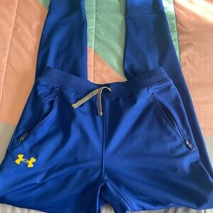 Under Armour Kids Blue Sweatpants with Yellow Logo